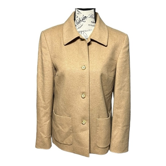 Talbots Vintage Italian Camel Hair Button Front Shacket Tan Size 4 - Picture 5 of 14